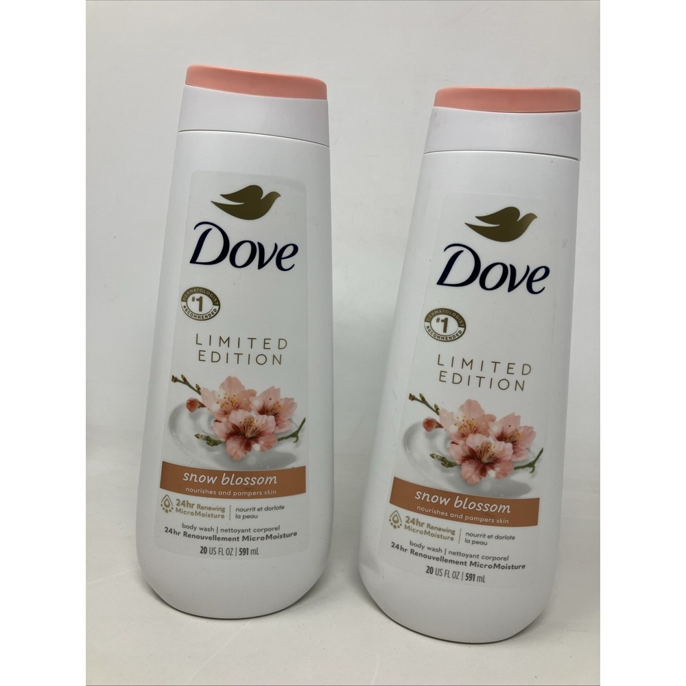 Lot of 2 Dove Luxurious Snow Blossom Body Wash LIMITED EDITION Bottles 20 OZ